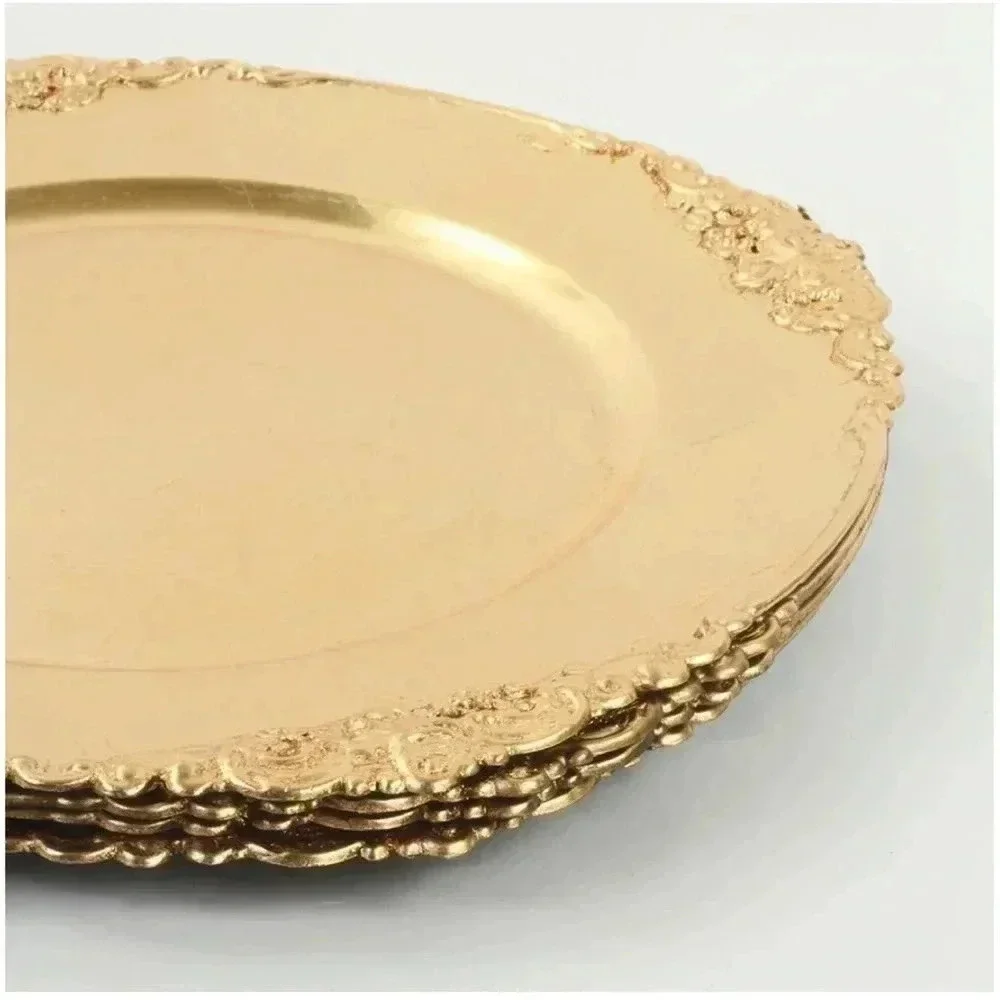 NWOT Vintage Acrylic Charger Plates, Gold - Set of 4